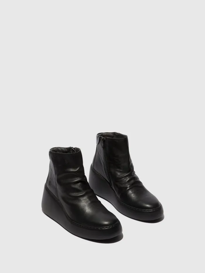 Zip Up Ankle Boots DABE461FLY BLACK BLACK SOLE Women Fly London Ankle Boots