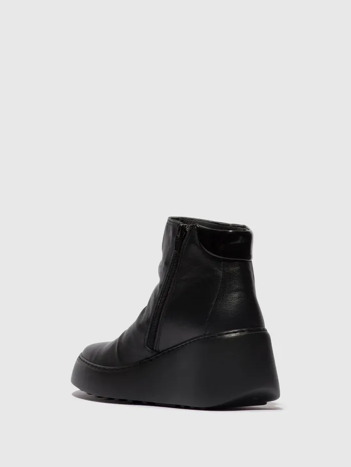 Zip Up Ankle Boots DABE461FLY BLACK BLACK SOLE Women Fly London Ankle Boots