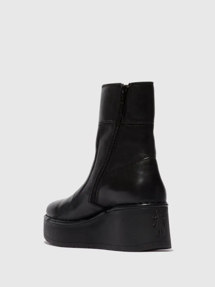Zip Up Ankle Boots HANN248FLY BLACK Women Fly London Ankle Boots