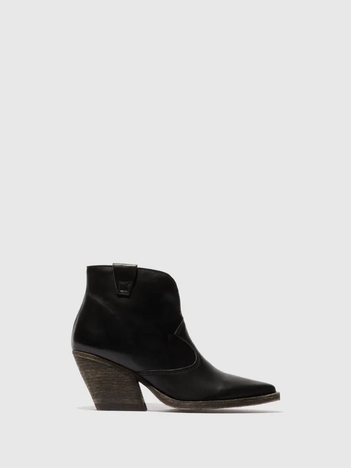 Zip Up Ankle Boots WAXI185FLY BLACK Women Fly London Ankle Boots