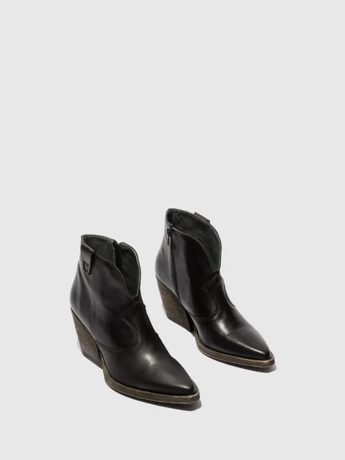 Zip Up Ankle Boots WAXI185FLY BLACK Women Fly London Ankle Boots