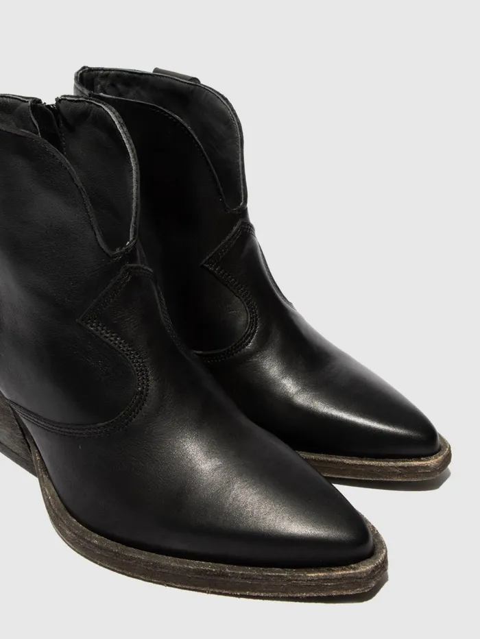 Zip Up Ankle Boots WAXI185FLY BLACK Women Fly London Ankle Boots