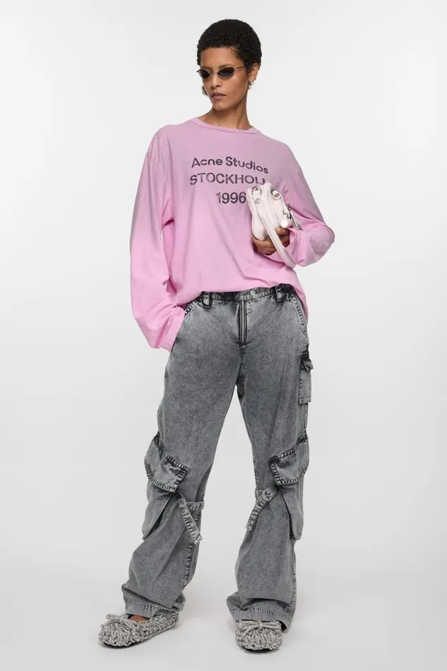 Acne Studios Cargo Trousers Washed Anthracite Woman Trousers