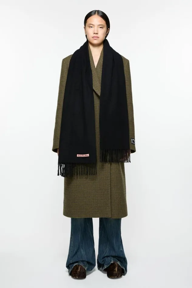 Acne Studios Cashmere Fringe Scarf 8211 Narrow Black Man Scarves
