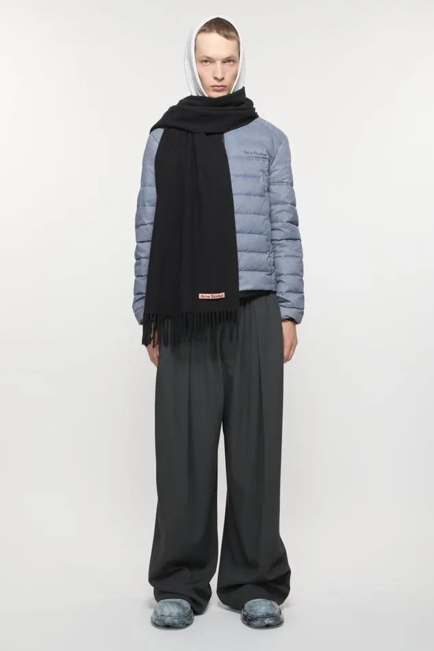 Acne Studios Cashmere Fringe Scarf 8211 Narrow Black Man Scarves