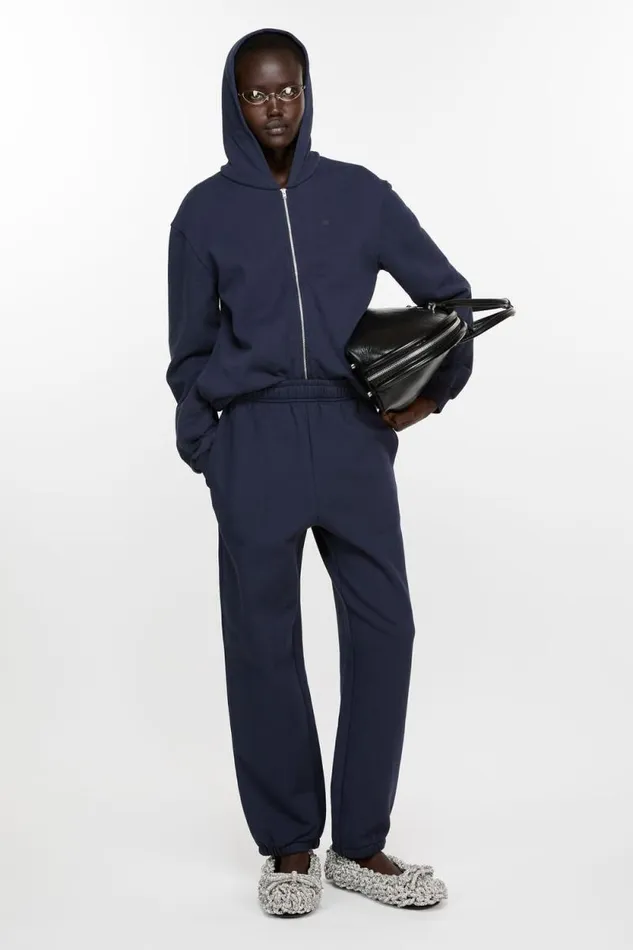 Acne Studios Cotton Sweatpants Navy Blue Woman Trousers