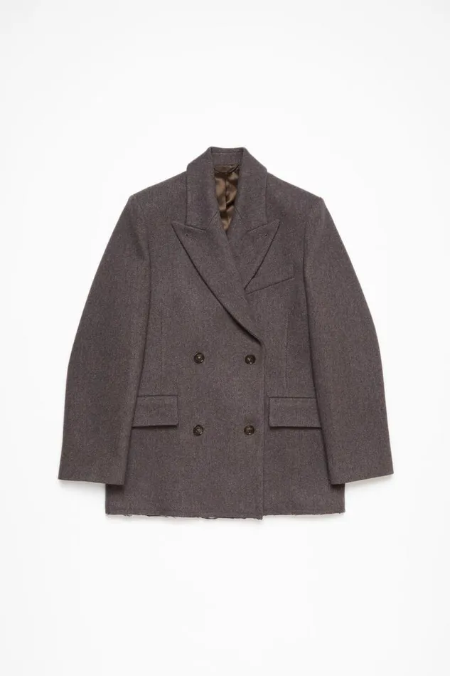 Acne Studios Doublebreasted Twill Jacket Brown Melange Woman Outerwear