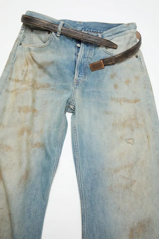 Acne Studios Engraved Logo Leather Belt Dark Brownbeige Man Belts