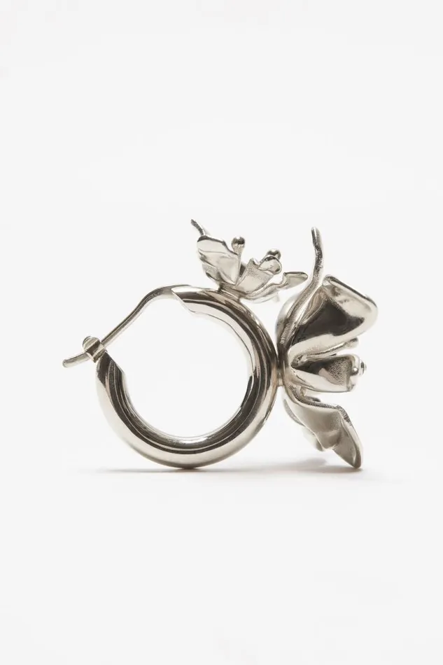 Acne Studios Flower Hoop Earrings Silvertransparent Man Jewellery