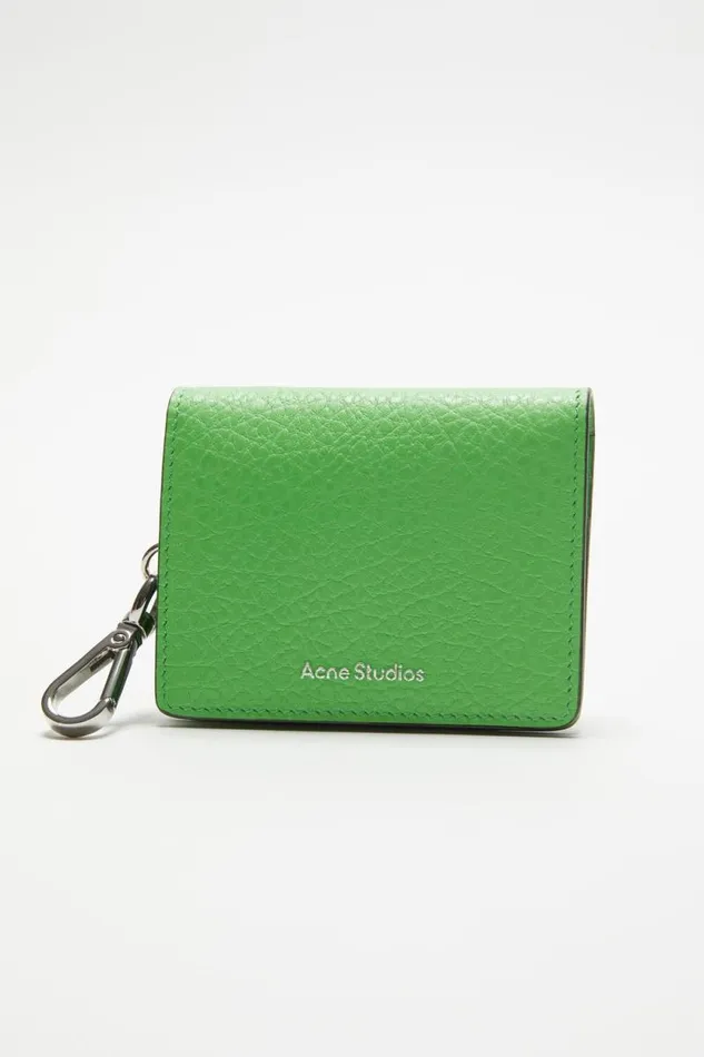 Acne Studios Folded Leather Wallet Green Man Small Leather Goods