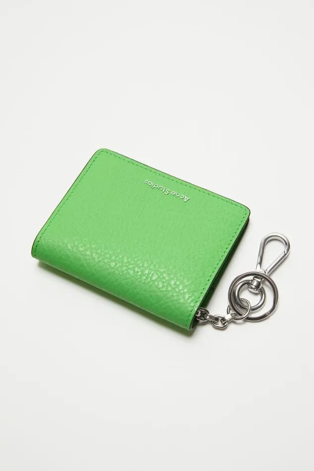 Acne Studios Folded Leather Wallet Green Man Small Leather Goods