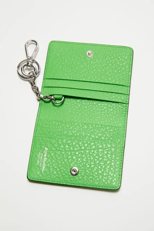 Acne Studios Folded Leather Wallet Green Man Small Leather Goods
