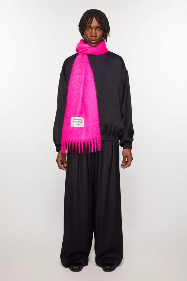 Acne Studios Fringe Alpaca Scarf Fuchsia Pink Man Scarves