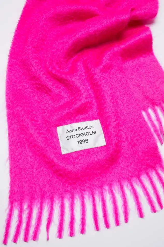 Acne Studios Fringe Alpaca Scarf Fuchsia Pink Man Scarves