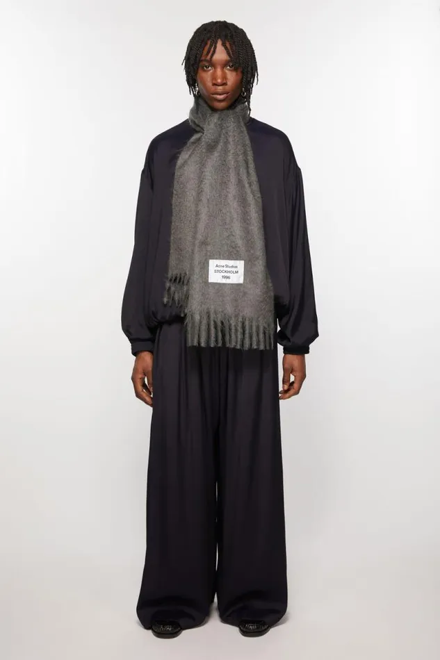 Acne Studios Fringe Alpaca Scarf Grey Woman Scarves