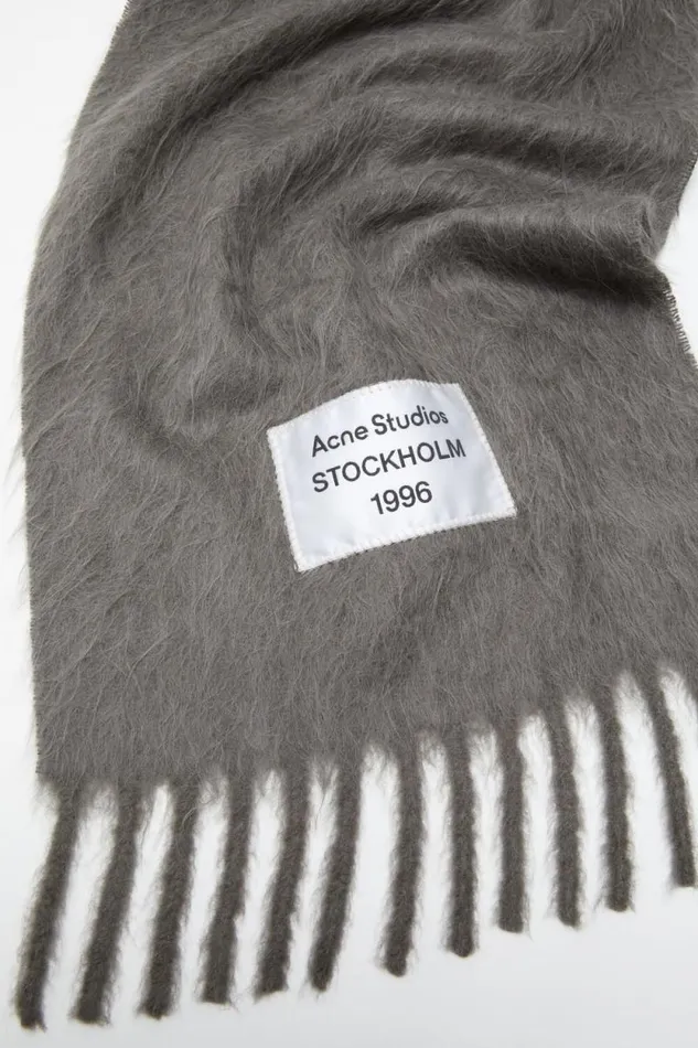 Acne Studios Fringe Alpaca Scarf Grey Woman Scarves