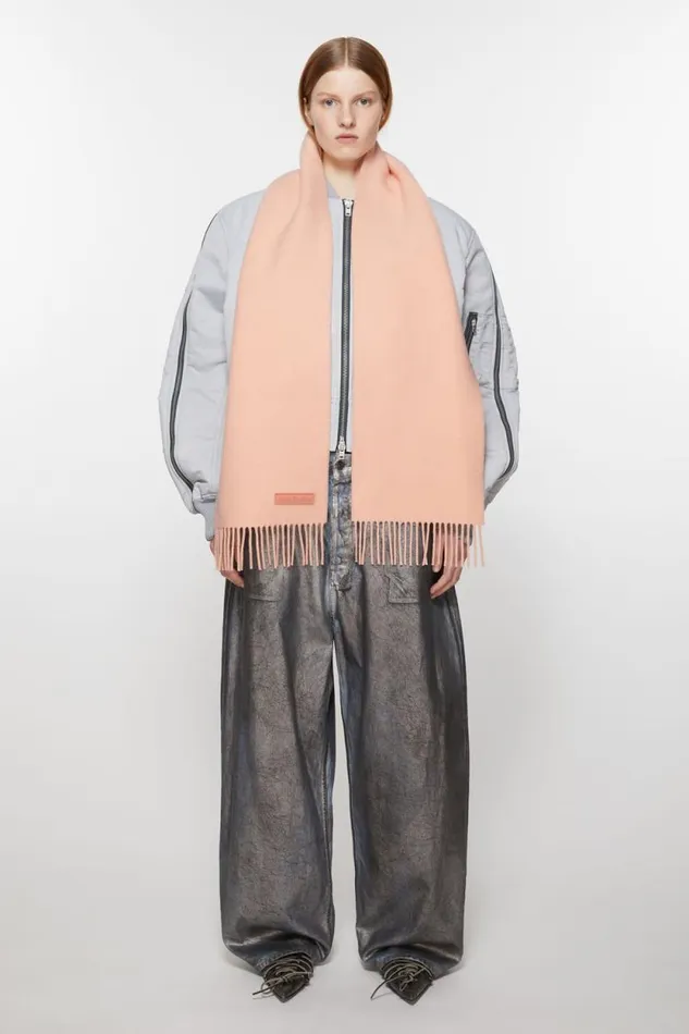 Acne Studios Fringe Wool Scarf 8211 Narrow Peach Pink Man Scarves