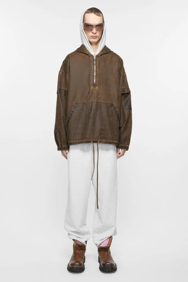 Acne Studios Hooded Jacket Brown Man Outerwear