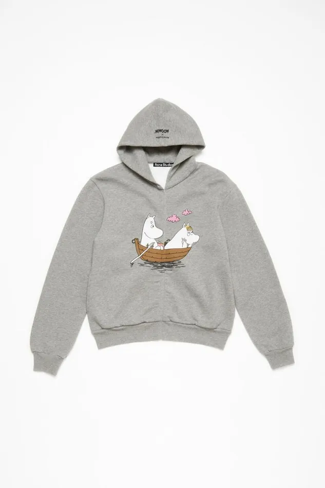 Acne Studios Hooded Zipper Sweater Acne Studios X Moomin Light Grey Melange Woman Sweatshirts