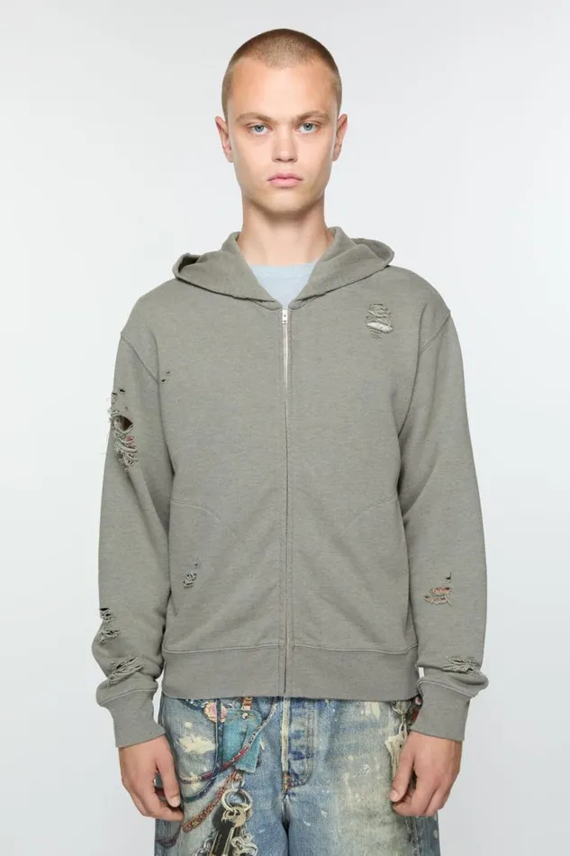 Acne Studios Hooded Zipper Sweater Moss Green Man Sweatshirts