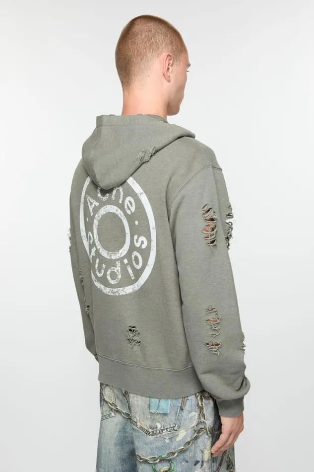 Acne Studios Hooded Zipper Sweater Moss Green Man Sweatshirts