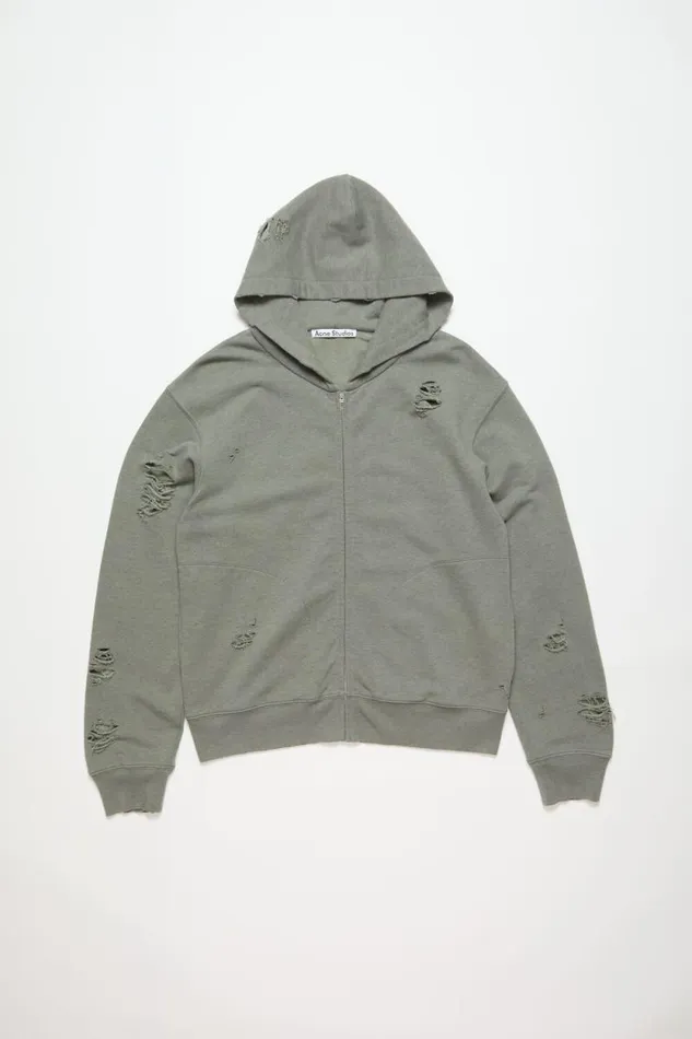 Acne Studios Hooded Zipper Sweater Moss Green Man Sweatshirts