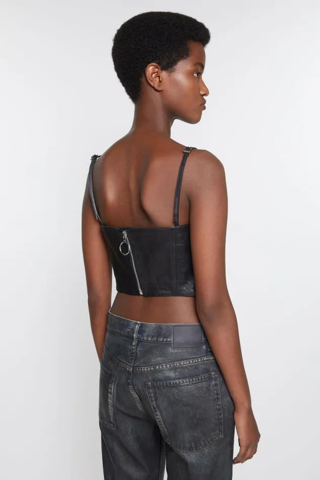 Acne Studios Leather Bustier Top Black Woman Shirts and Blouses