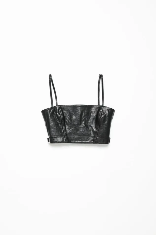 Acne Studios Leather Bustier Top Black Woman Shirts and Blouses