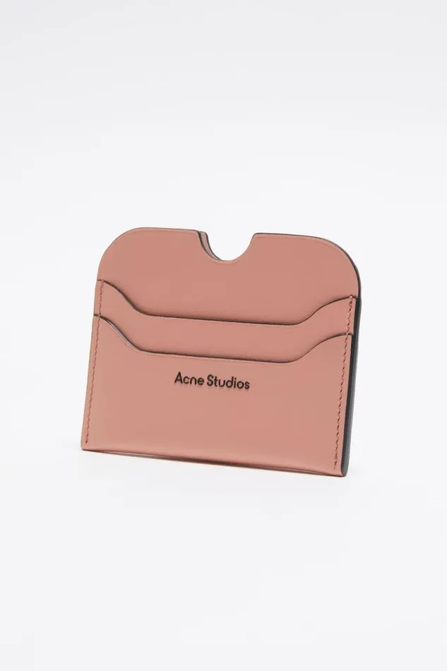 Acne Studios Leather Card Holder Salmon Pink Woman Small Leather Goods