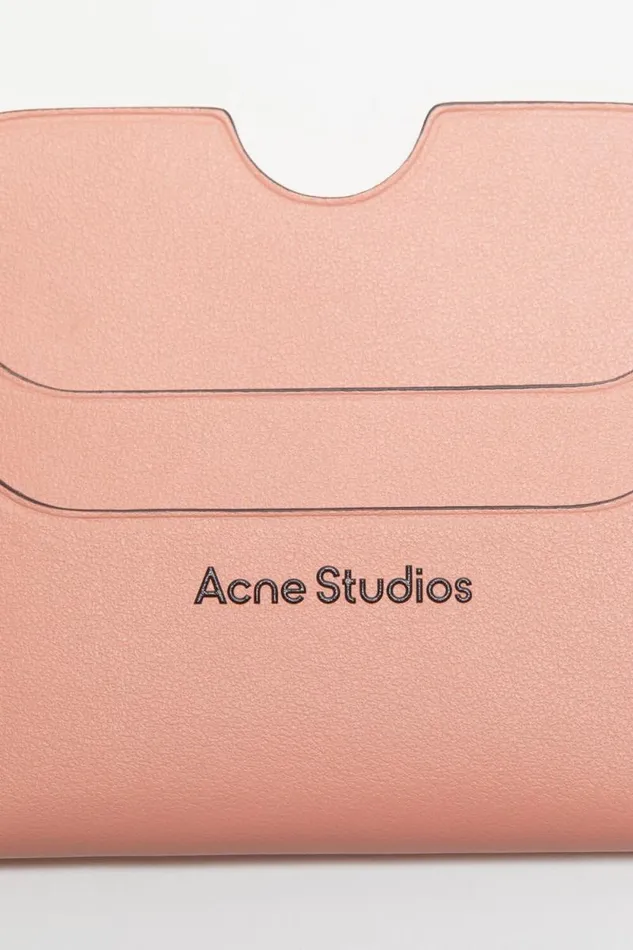 Acne Studios Leather Card Holder Salmon Pink Woman Small Leather Goods