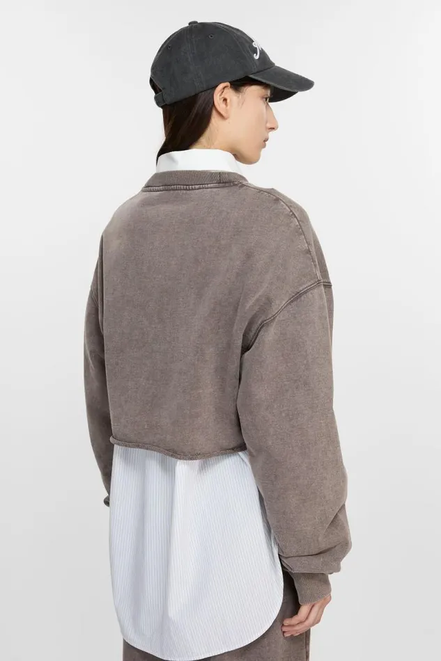 Acne Studios Logo Sweater Taupe Brown Woman Sweatshirts