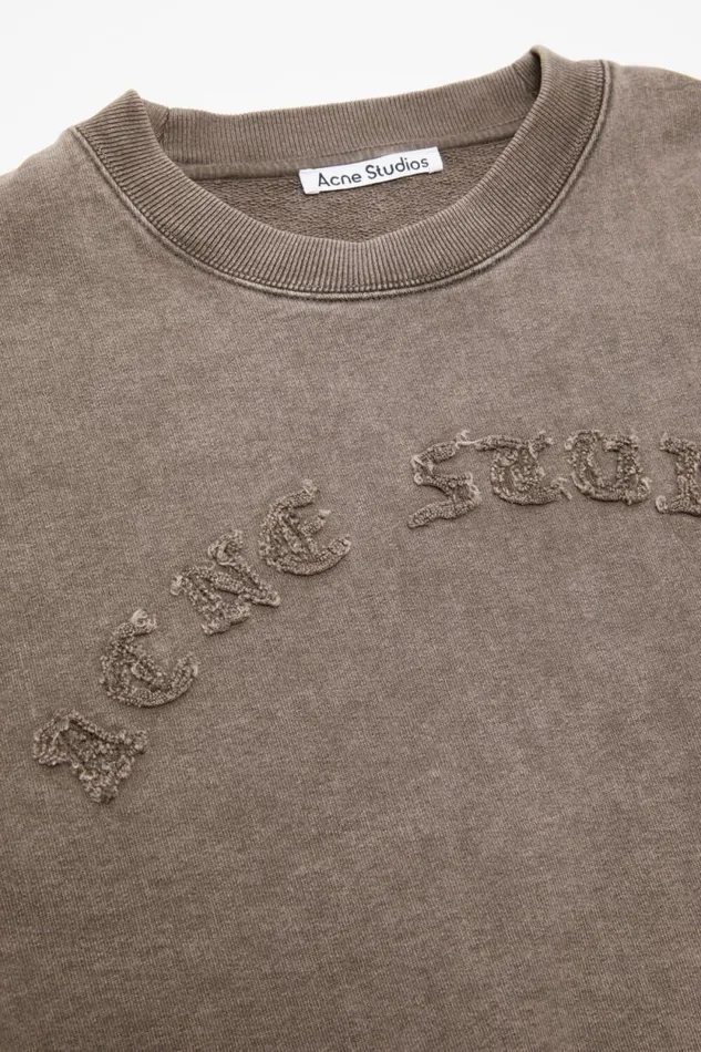 Acne Studios Logo Sweater Taupe Brown Woman Sweatshirts