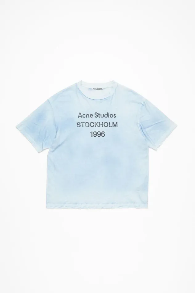 Acne Studios Logo Tshirt 8211 Relaxed Fit Dusty Blue Man Tshirts