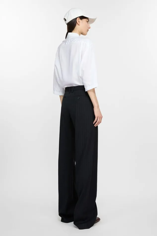 Acne Studios Pinstripe Trousers Navy Blue Woman Trousers