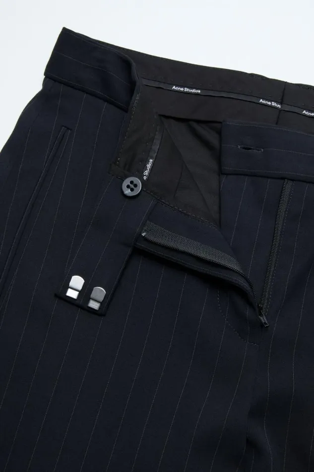 Acne Studios Pinstripe Trousers Navy Blue Woman Trousers