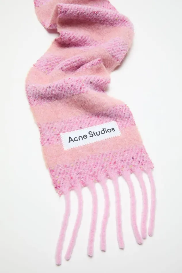 Acne Studios Stripe Alpaca Scarf 8211 Narrow Bright Pinkold Pink Man Scarves