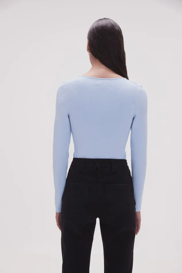 Aje Body and Crepe Knit Clementine Knit Top Light Sky Blue 8211 Women Aje Body and Crepe Knit Clementine Knit Top Light Sky Blue 8211 Women