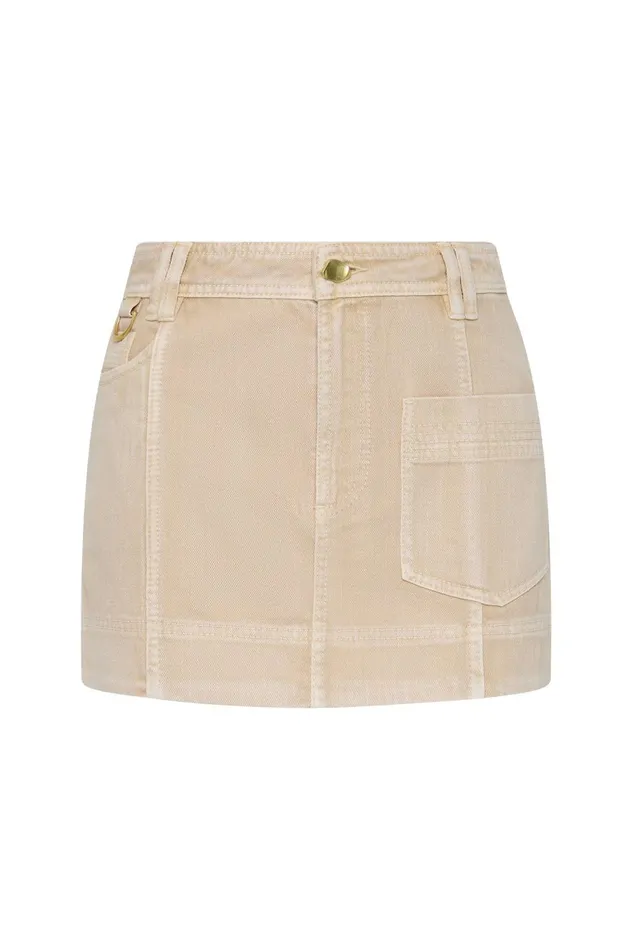 Aje Denim Kya Contrast Denim Micro Skirt Sand Storm Wash 8211 Women