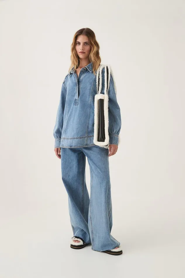 Aje Denim Outline Denim Shirt Coastal Blue 8211 Women