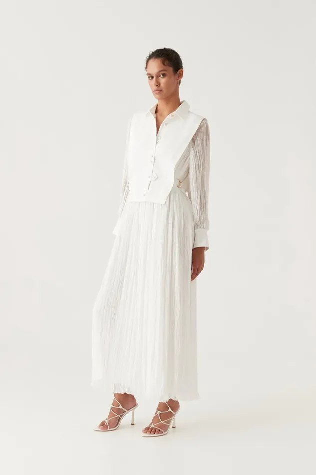 Aje Dresses Aeriel Bib Front Maxi Dress Ivory 8211 Women