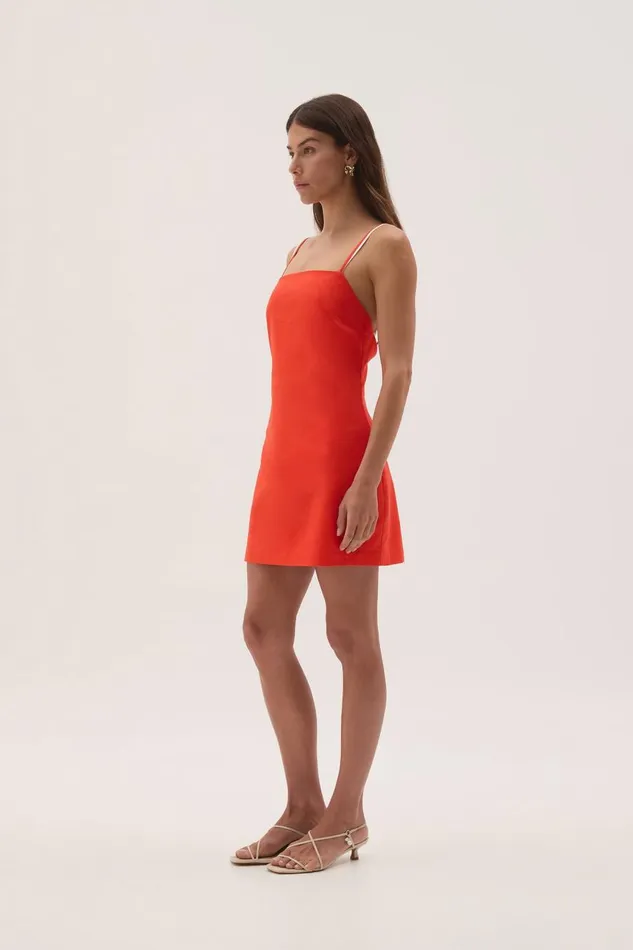 Aje Dresses Daze Low Back Mini Dress Coral 8211 Women