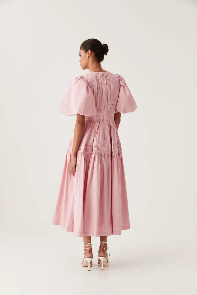 Aje Dresses Fallingwater Ruched Midi Dress Chalk Pink 8211 Women Aje Dresses Fallingwater Ruched Midi Dress Chalk Pink 8211 Women