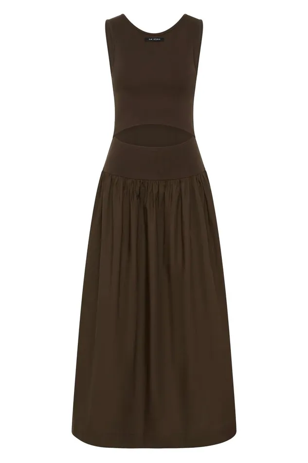 Aje Dresses Myra Reversible Midi Dress Chocolate 8211 Women Aje Dresses Myra Reversible Midi Dress Chocolate 8211 Women