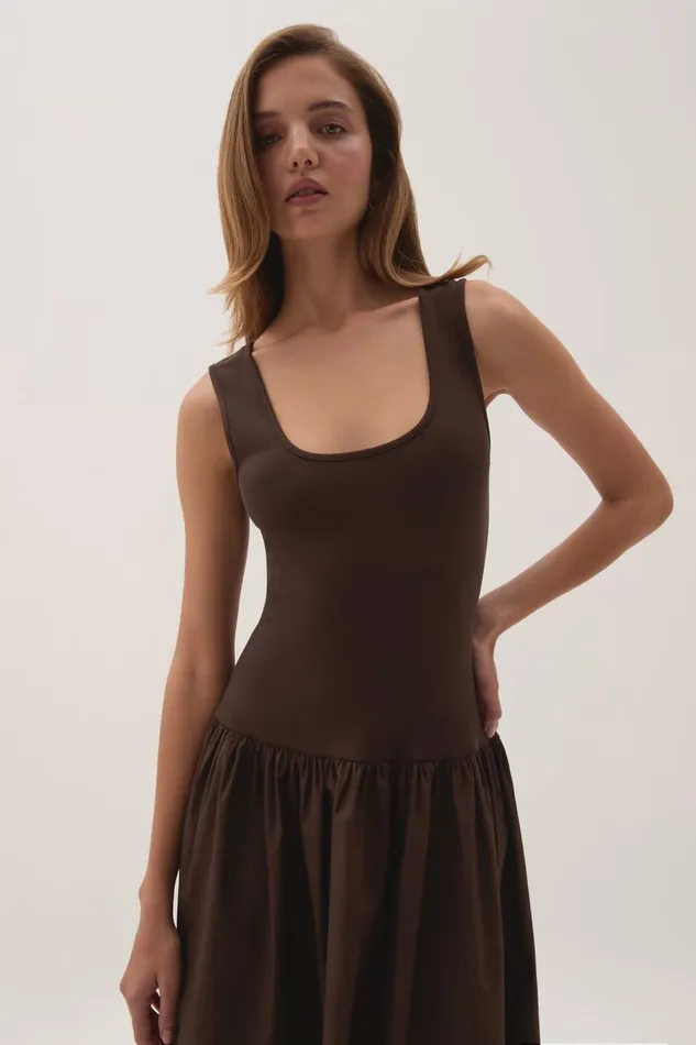 Aje Dresses Myra Reversible Midi Dress Chocolate 8211 Women Aje Dresses Myra Reversible Midi Dress Chocolate 8211 Women