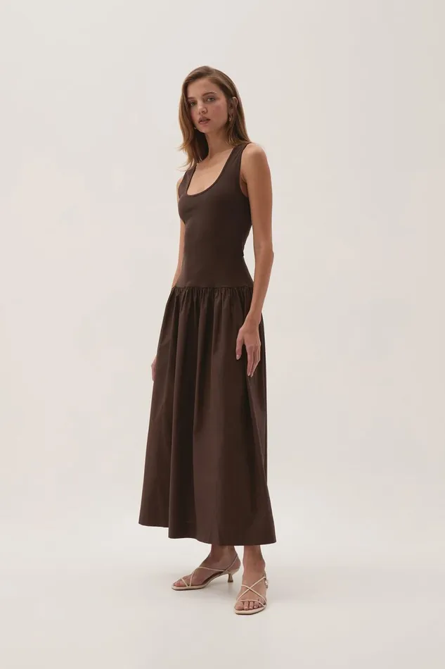 Aje Dresses Myra Reversible Midi Dress Chocolate 8211 Women Aje Dresses Myra Reversible Midi Dress Chocolate 8211 Women