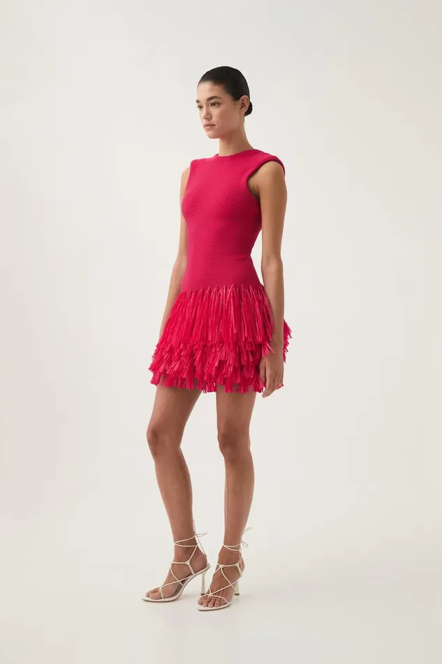Aje Dresses Rushes Raffia Knit Mini Dress Deep Fuschia 8211 Women Aje Dresses Rushes Raffia Knit Mini Dress Deep Fuschia 8211 Women