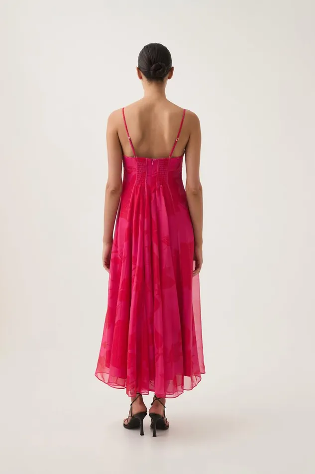 Aje Dresses Sway Panelled Midi Dress Florescent Rose 8211 Women Aje Dresses Sway Panelled Midi Dress Florescent Rose 8211 Women