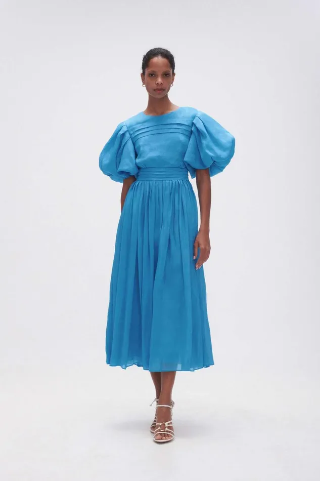 Aje Dresses Sylvia Pintuck Midi Dress Azure Blue 8211 Women Aje Dresses Sylvia Pintuck Midi Dress Azure Blue 8211 Women