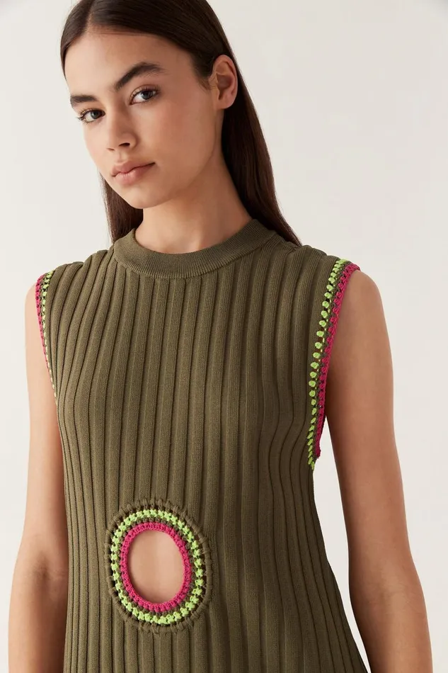 Aje Dresses Tazia Crochet Edge Mini Dress Deep Olive 8211 Women