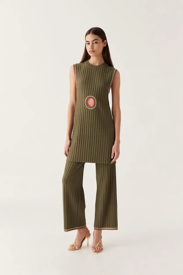 Aje Dresses Tazia Crochet Edge Mini Dress Deep Olive 8211 Women